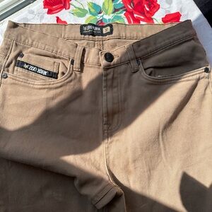 Zoo York mens sz 32 stretch skinny beige pant work casual multi use zipper